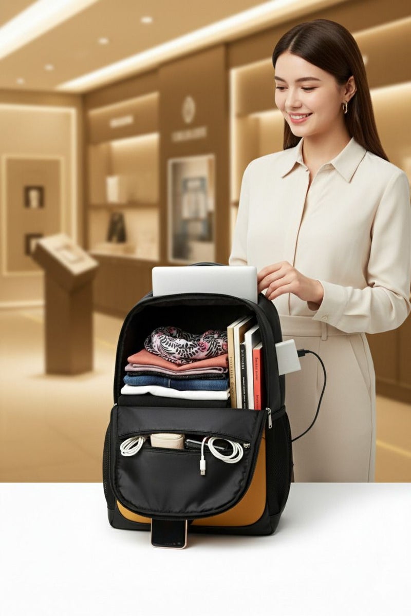 ABYQ Professional Laptop Backpack, Black and Yellow - Image 5